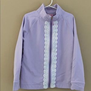 Lilly Pulitzer purple jacket.